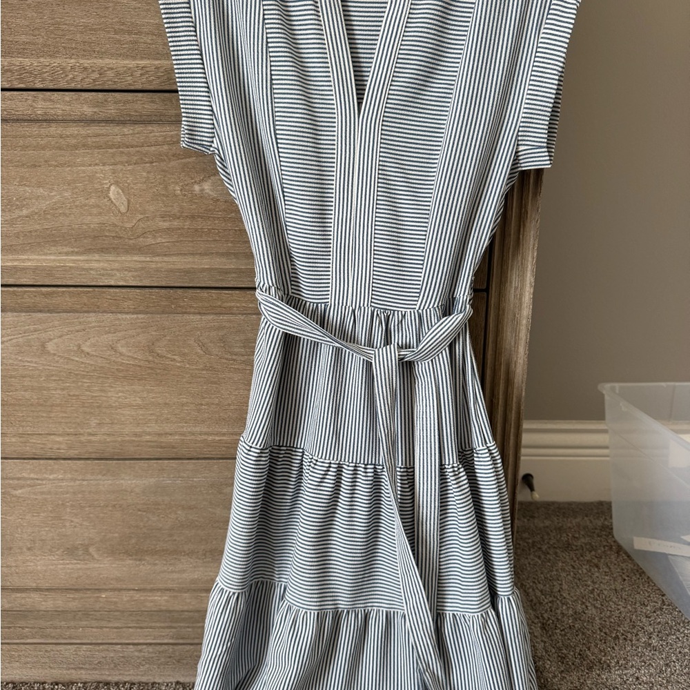 Striped Blue and White Monteau Women's Dress XS